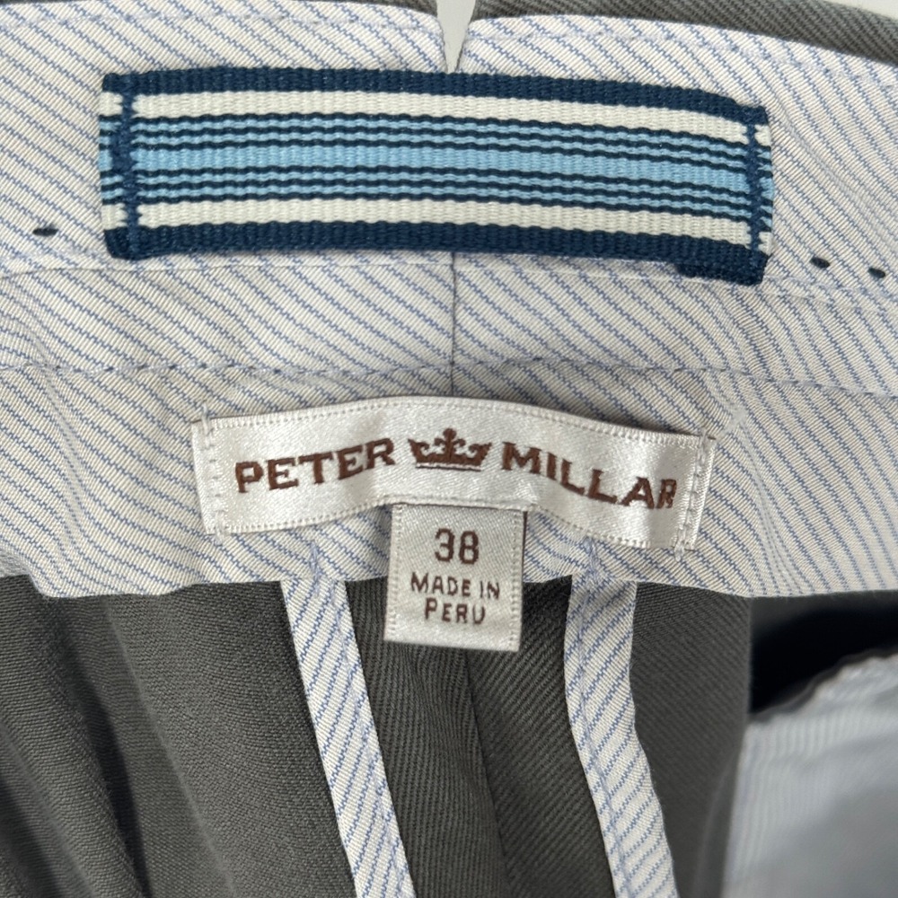 Peter Millar Twill Chino Pants Gray Cotton Straight Golf Men Size 38 (38x30) - Picture 3 of 10